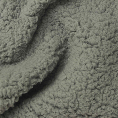 100% Polyester Sherpa Fleece Fabric, 240 gsm, 172 cm — Grey