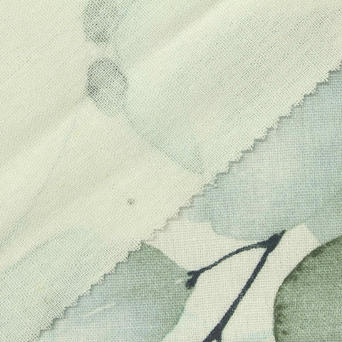 Light Green Leaves Woven, Viscose-Cotton