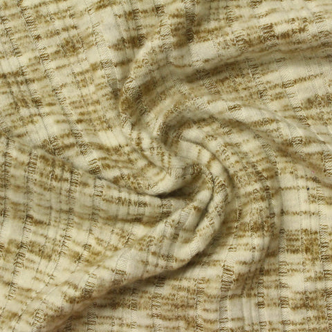 Light Beige Marl Rib Knit, Poly-Viscose, 260 gsm