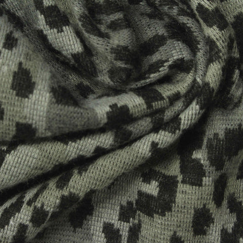 Dark Grey Leopard Interlock Knit, Polyester, 248 gsm