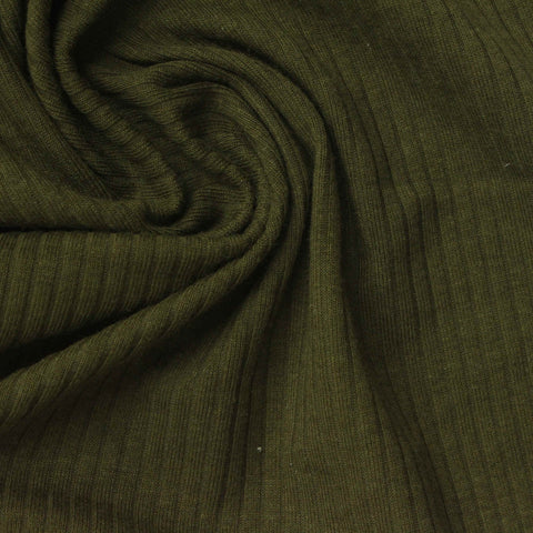 Cotton Modal Stretch Rib Knit Fabric, 188 gsm, 142 cm — Green