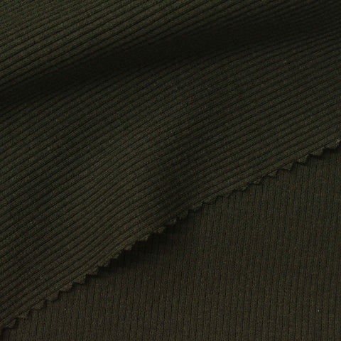 Dark Olive Rib Knit, Poly-Cotton