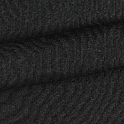 Slub Polyester Cotton Waffle Knit Fabric, 230 gsm — Black
