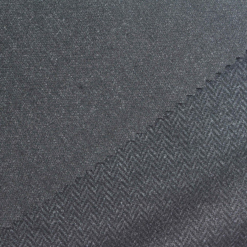 Dark Grey Marled-Herringbone Jacquard, Poly-Cotton