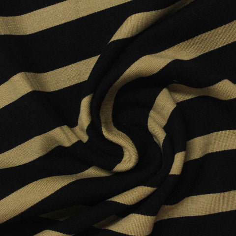 Black Horizontal-Stripe Ponte Knit, Viscose