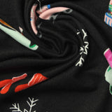Printed Polyester Stretch Milk Silk Knit Fabric, 150 gsm, 155 cm — Black — photo 1