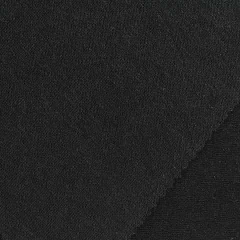 Polyester Stretch French Terry Fabric, 310 gsm, 190 cm — Black