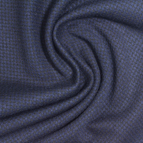 Dark Blue Check Knit, Viscose-Poly