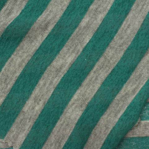 Teal Horizontal-Stripe Chunky Knit, Viscose-Poly