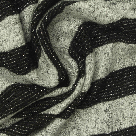 Black Stripes Chunky Knit, Viscose-Poly, 220 gsm