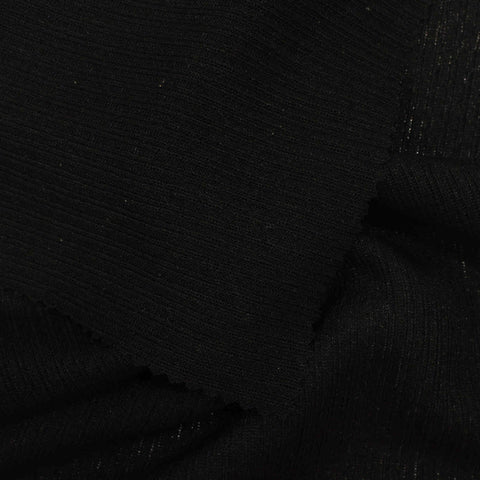 Black Marl Rib Knit, Viscose-Poly, 188 gsm