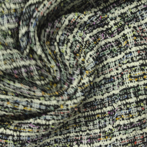 Jacquard Polyester Cotton Stretch Bouclé Fabric, 260 gsm, 156 cm — Multi