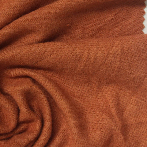 Brushed Polyester Viscose Stretch Chunky Knit Fabric, 195 gsm, 150 cm — Orange