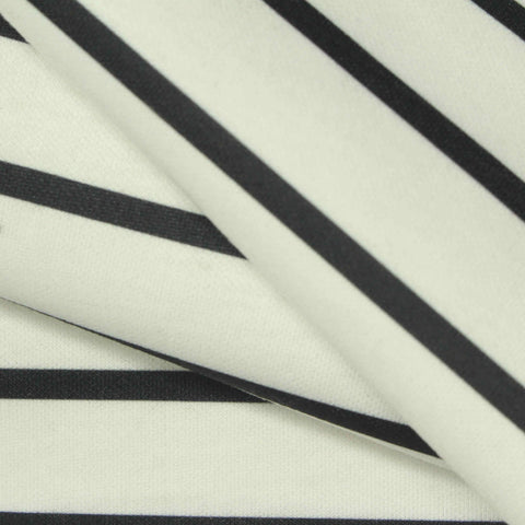 Black Horizontal-Stripe Scuba Knit, Polyester, 320 gsm
