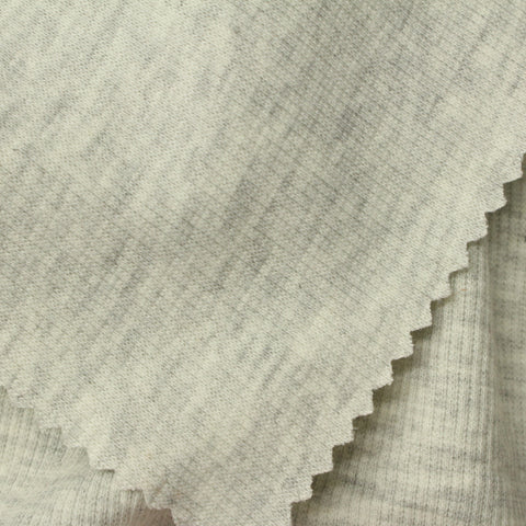 Light Grey Heathered-Marl Rib Knit, Poly-Cotton, 306 gsm