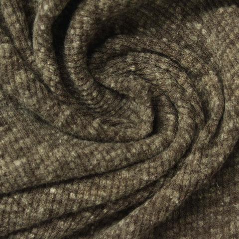 Brown Marl Rib Knit, Polyester, 210 gsm