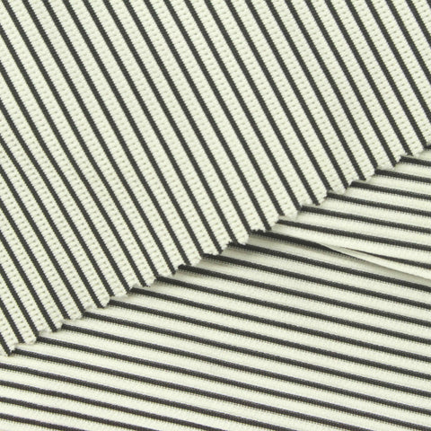 Black Horizontal-Stripe Crepe, Polyester, 254 gsm