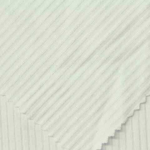 Viscose Stretch Rib Knit Fabric, 220 gsm — White