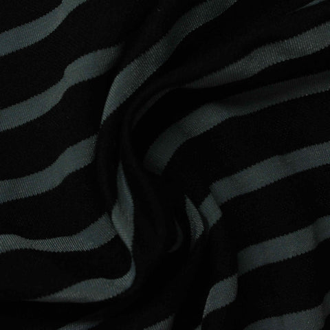 Black Horizontal-Stripe Knit, Polyester, 210 gsm