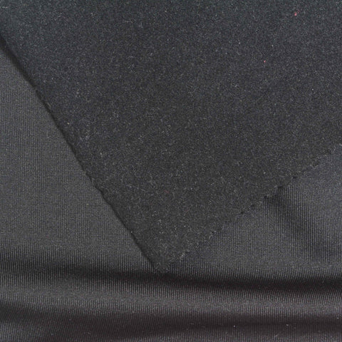 Brushed Polyester Stretch Milk Silk Knit Fabric, 200 gsm, 165 cm — Black
