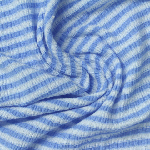 Light Blue Horizontal-Stripe Crepe, Polyester