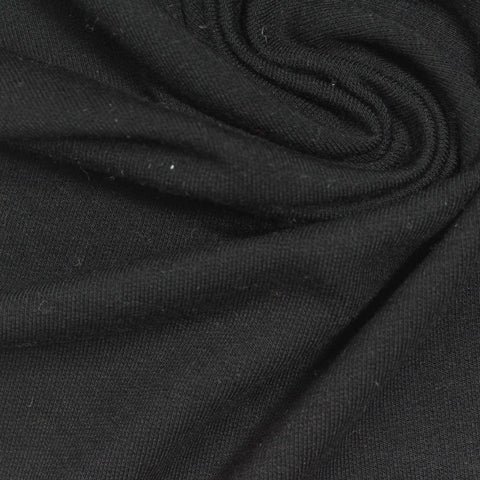 Viscose Stretch French Terry Fabric, 280 gsm, 165 cm — Black