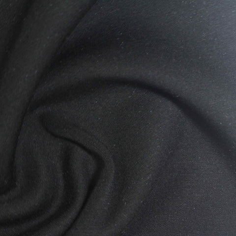 Polyester Viscose Stretch Fleece Fabric, 320 gsm, 160 cm — Black