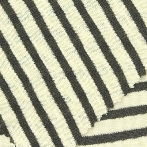 Black Horizontal-Stripe Rib Knit, Cotton-Poly, 110 gsm