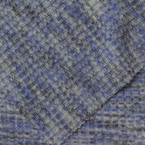 Blue Marl Rib Knit, Poly-Viscose, 215 gsm