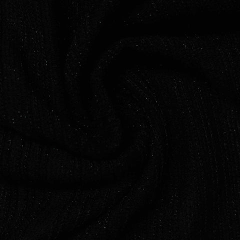 Black Flecks Rib Knit, Viscose-Poly