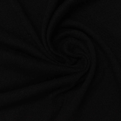 Polyester Cotton Stretch Jersey Knit Fabric, 185 gsm, 160 cm — Black