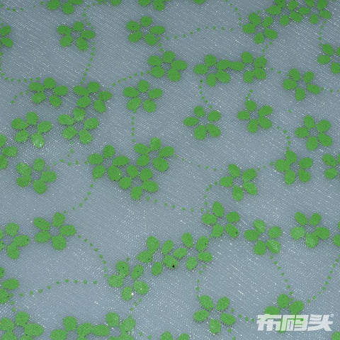 Green Floral Mesh, Polyester