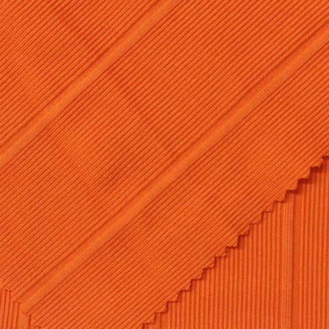 Nylon Stretch Rib Knit Fabric, 345 gsm, 125 cm — Orange