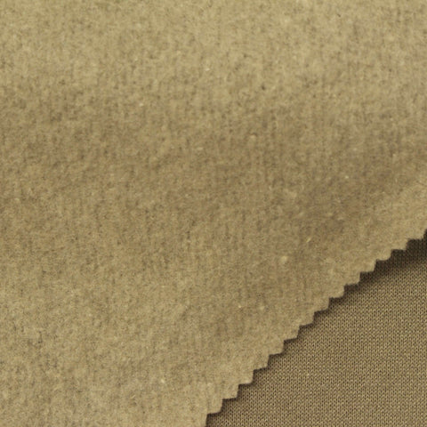 Brushed Polyester Cotton French Terry Fabric, 280 gsm, 165 cm — Khaki