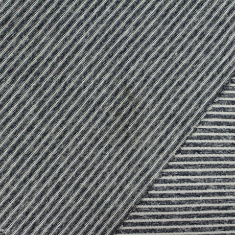 Dark Grey Horizontal-Stripe Chunky Knit, Polyester, 125 gsm