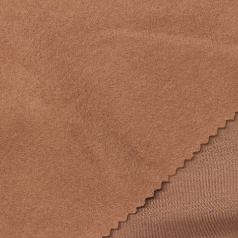 Brushed Polyester Modal Stretch French Terry Fabric, 277 gsm, 170 cm — Brown