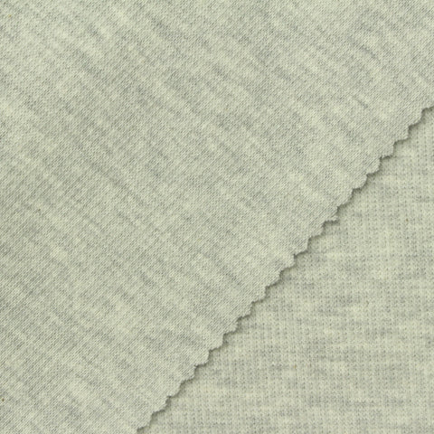 Light Grey Marl Rib Knit, Cotton-Poly, 300 gsm, 132 cm