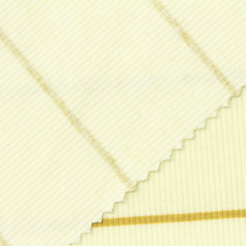 Gold Stripes Rib Knit, Poly-Viscose