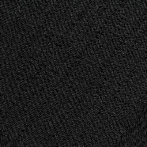 Polyester Stretch Rib Knit Fabric, 310 gsm, 150 cm — Black