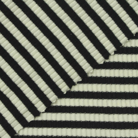 Black Stripes Rib Knit, Cotton