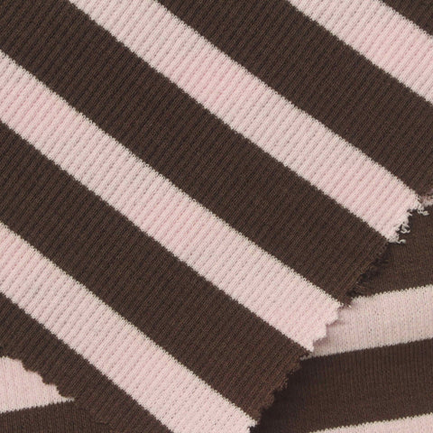 Brown Horizontal-Stripe Rib Knit, Cotton