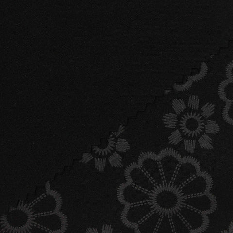 Black Tone-on-Tone Floral Jacquard, Poly-Viscose, 240 gsm