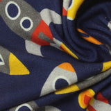 Printed Washed 100% Cotton Rib Knit Fabric, 200 gsm — Navy — photo 1
