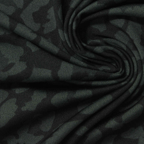 Dark Green Leopard Jersey Knit, Polyester