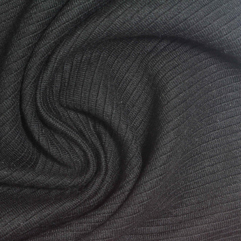 Polyester Viscose Stretch Knit Fabric, 330 gsm, 160 cm — Black