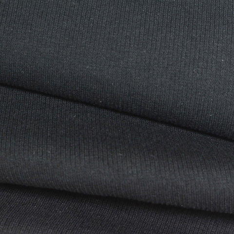 Cotton Polyester Stretch Rib Knit Fabric, 320 gsm, 120 cm — Black