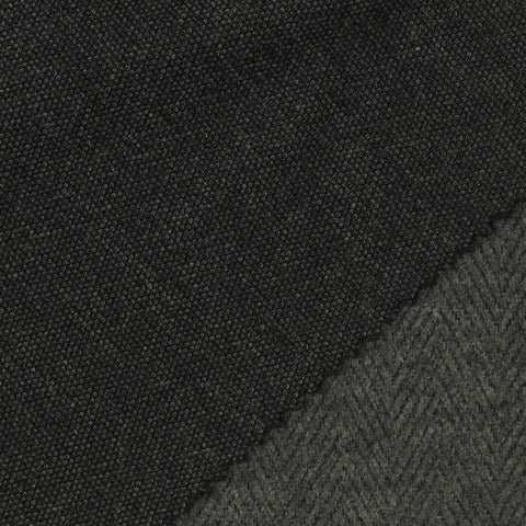 Dark Grey Herringbone Interlock Knit, Poly-Viscose