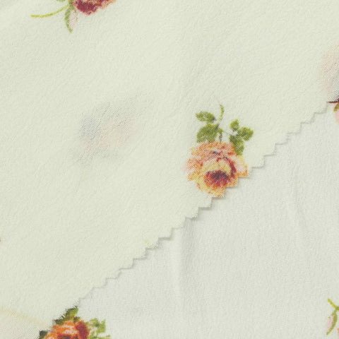 Orange Floral Crepe, Viscose, 120 gsm