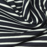 Navy Horizontal-Stripe Ponte Knit, Viscose-Poly, 270 gsm — photo 1