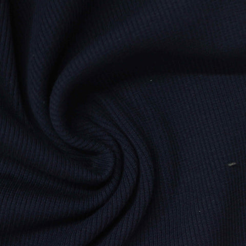 Cotton Stretch Rib Knit Fabric, 365 gsm, 115 cm — Navy